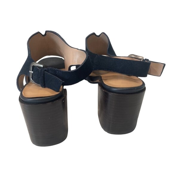 Market & Spruce Navy Gabriel Suede Slingback Block Heel Size 7 Timeless Comfort - Picture 3 of 6